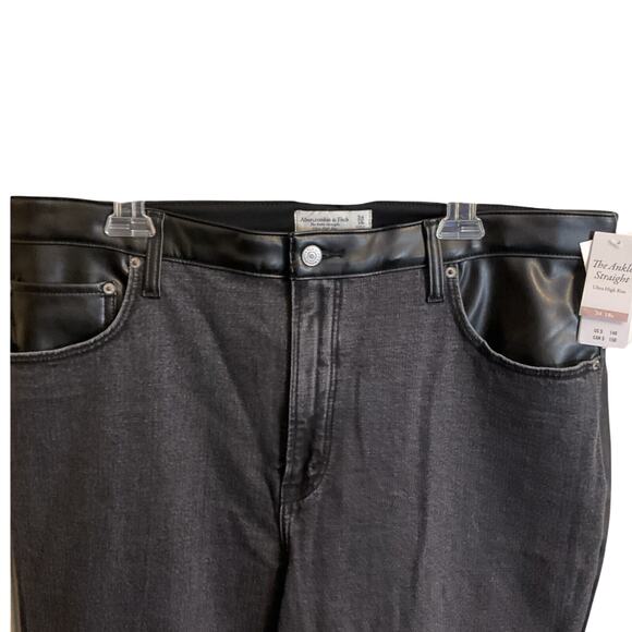 Abercrombie & Fitch Pants Women 18R Faux Leather Ankle Straight Ultra High Rise - Picture 14 of 16